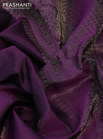 Pure soft silk saree deep purple with zari woven buttas and rich zari woven border