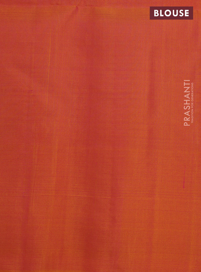 Pure soft silk saree dual shade of pinkish yellow with zari woven buttas and rich zari woven border
