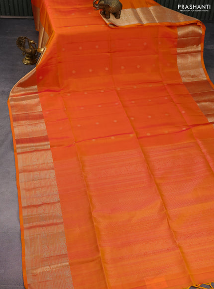 Pure soft silk saree dual shade of orange with zari woven floral buttas and zari woven border