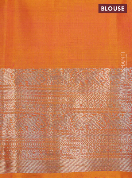 Pure soft silk saree dual shade of orange with zari woven floral buttas and zari woven border