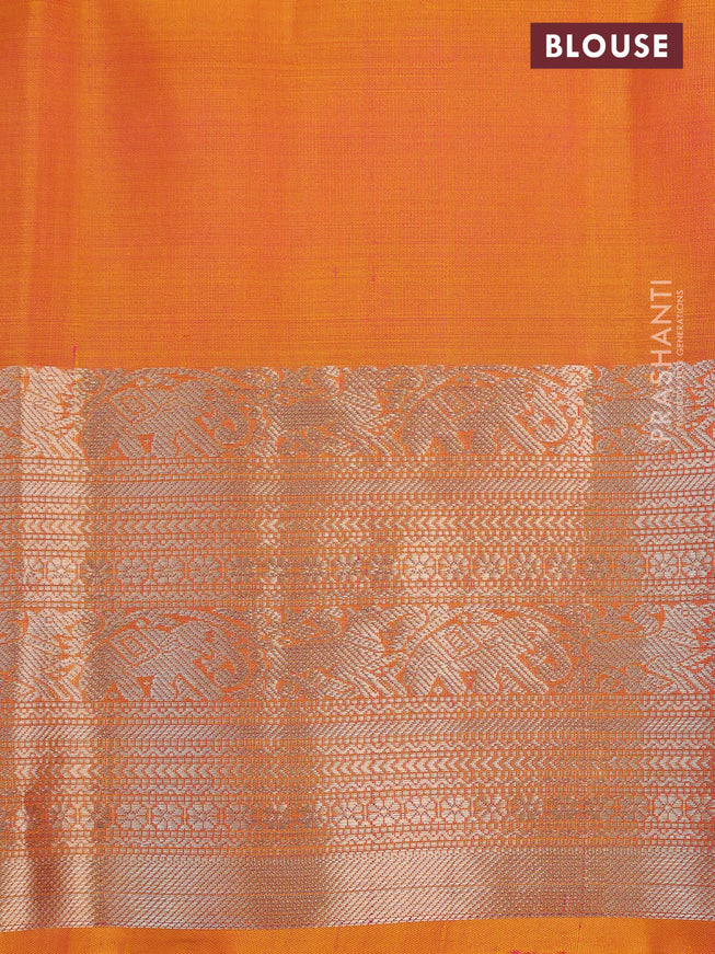 Pure soft silk saree dual shade of orange with zari woven floral buttas and zari woven border