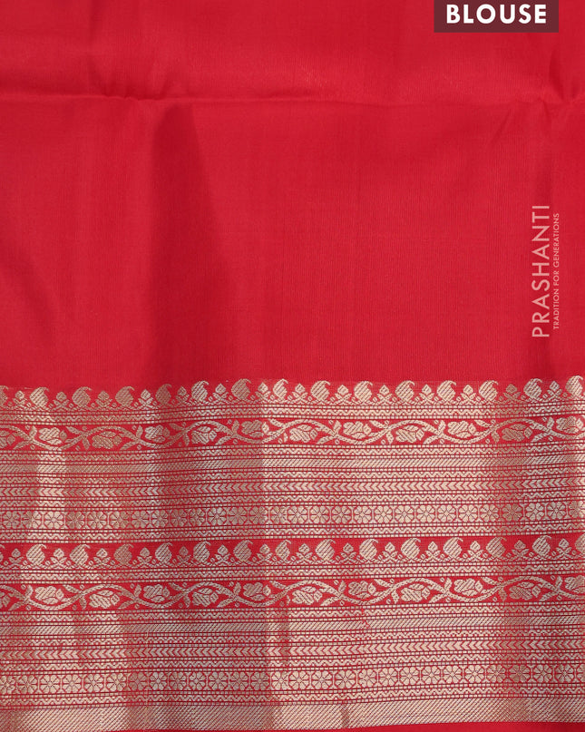 Pure soft silk saree red with zari woven floral buttas and zari woven border