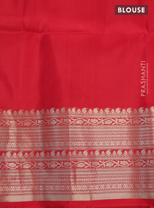 Pure soft silk saree red with zari woven floral buttas and zari woven border