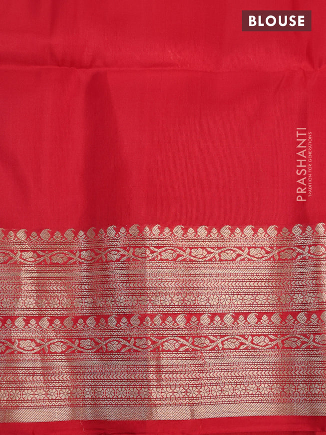 Pure soft silk saree red with zari woven floral buttas and zari woven border