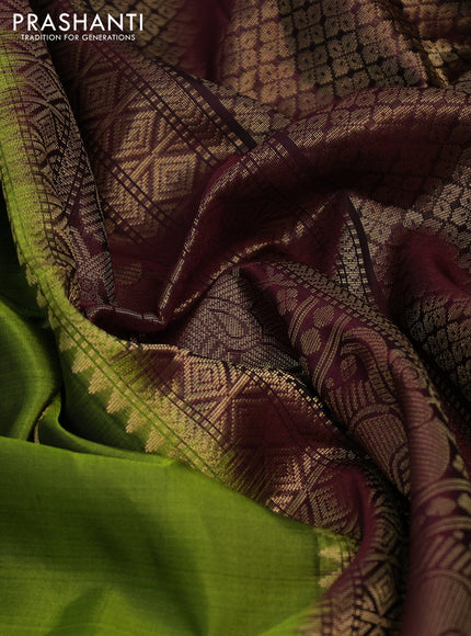 Pure soft silk saree light green and deep maroon with zari woven buttas and zari woven border
