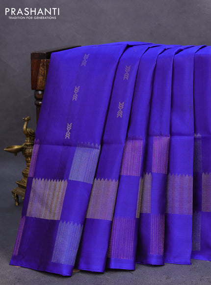Pure soft silk saree blue with zari woven buttas and rich zari woven border