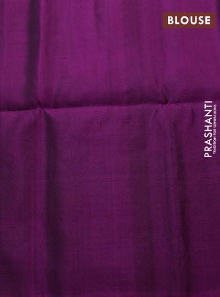 Pure soft silk saree dark mustard and purple with zari woven buttas and zari woven border