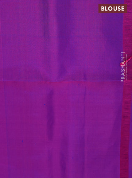 Pure soft silk saree dual shade of teal blue and purple with zari woven buttas and zari woven border