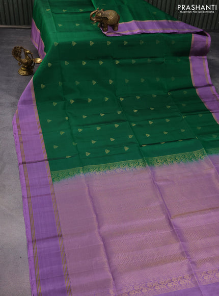 Pure soft silk saree green and lavender with zari woven buttas and zari woven border