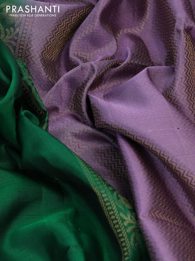 Pure soft silk saree green and lavender with zari woven buttas and zari woven border