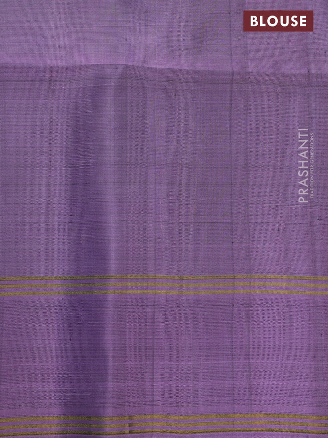 Pure soft silk saree green and lavender with zari woven buttas and zari woven border