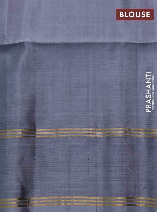 Pure soft silk saree black and grey with zari woven buttas and rettapet zari woven border