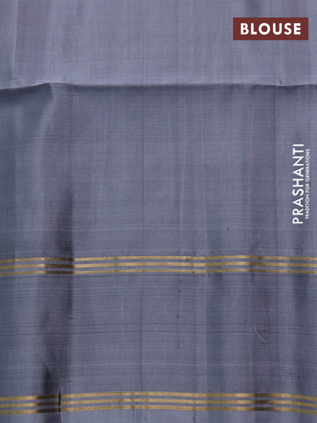 Pure soft silk saree black and grey with zari woven buttas and rettapet zari woven border