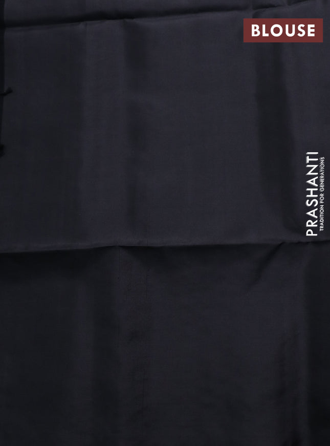 Pure soft silk saree black with thread & zari woven buttas in borderless style