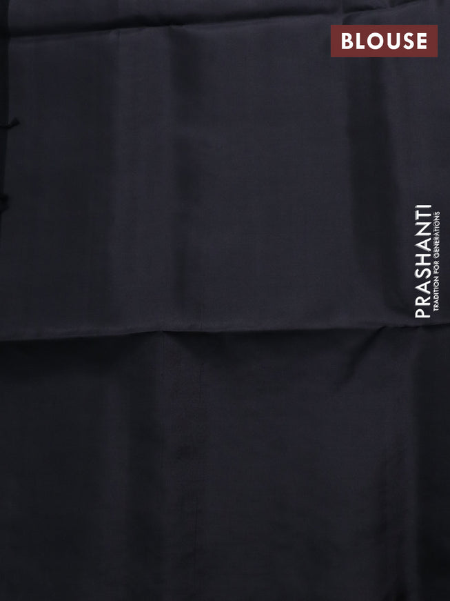 Pure soft silk saree black with thread & zari woven buttas in borderless style