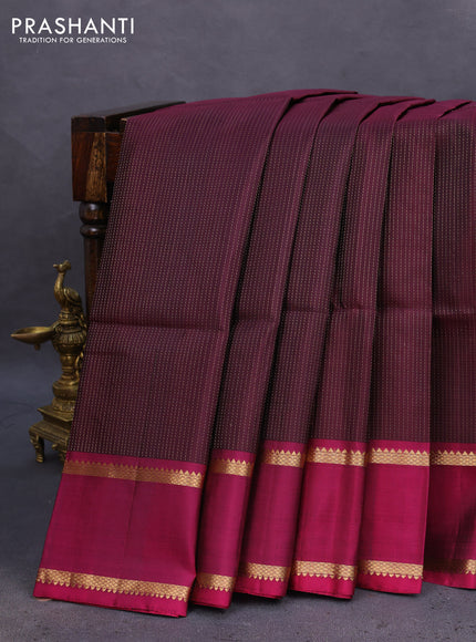 Pure soft silk saree brown and magenta pink with allover zari wevaes and rettapet zari woven border