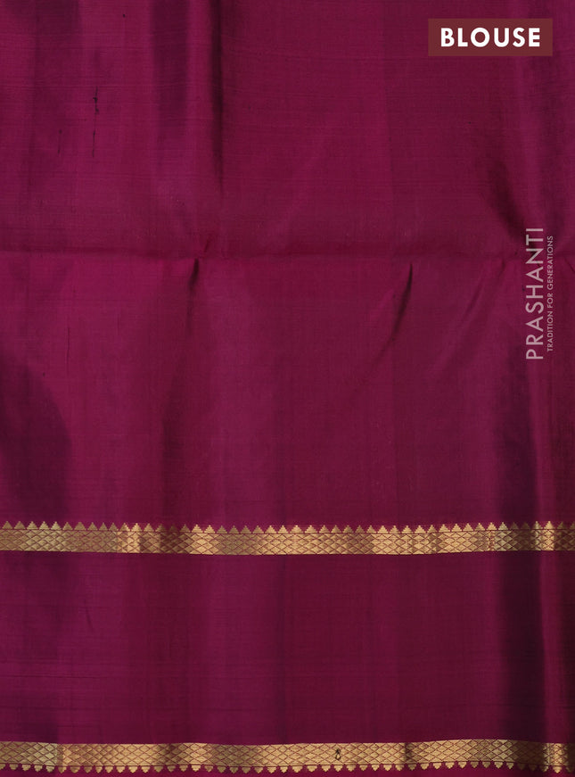 Pure soft silk saree brown and magenta pink with allover zari wevaes and rettapet zari woven border