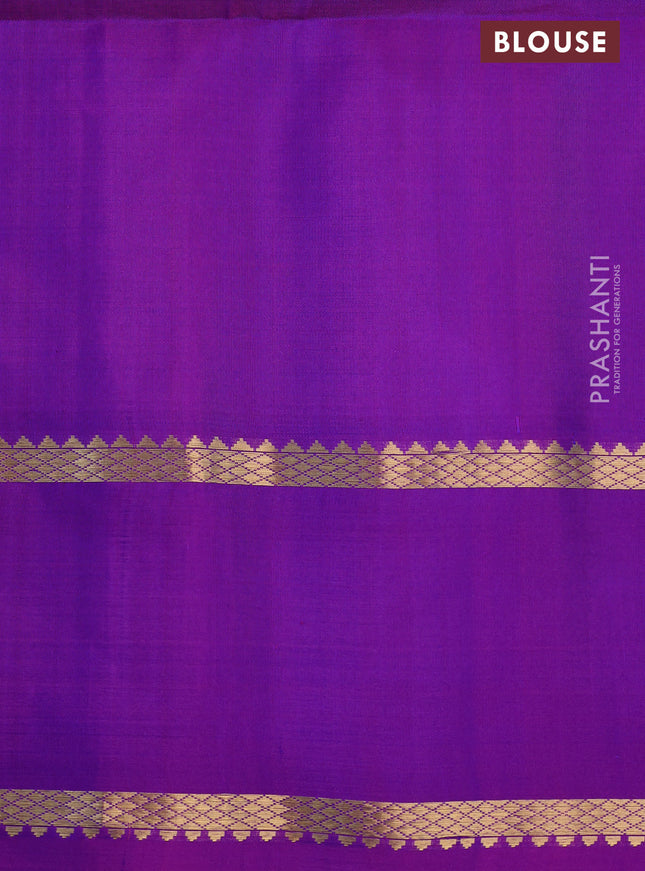 Pure soft silk saree dual shade of teal blue and purple with zari woven buttas and zari woven border