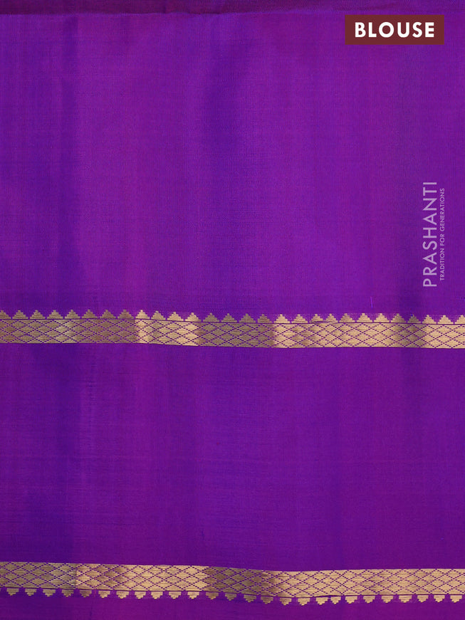 Pure soft silk saree dual shade of teal blue and purple with zari woven buttas and zari woven border