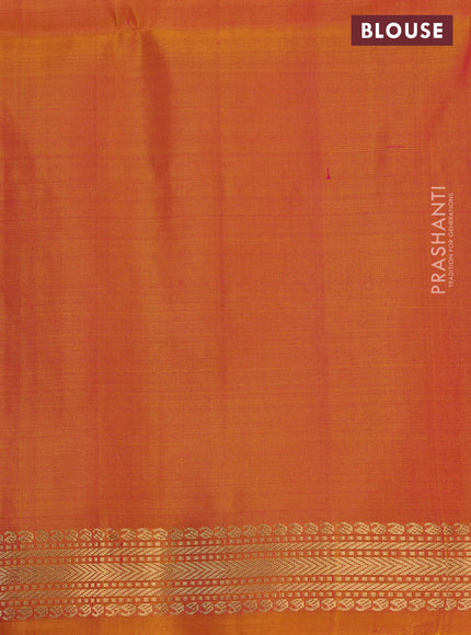 Pure soft silk saree dual shade of yellowish pink with zari woven buttas and zari woven border