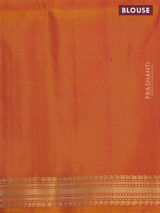 Pure soft silk saree dual shade of yellowish pink with zari woven buttas and zari woven border