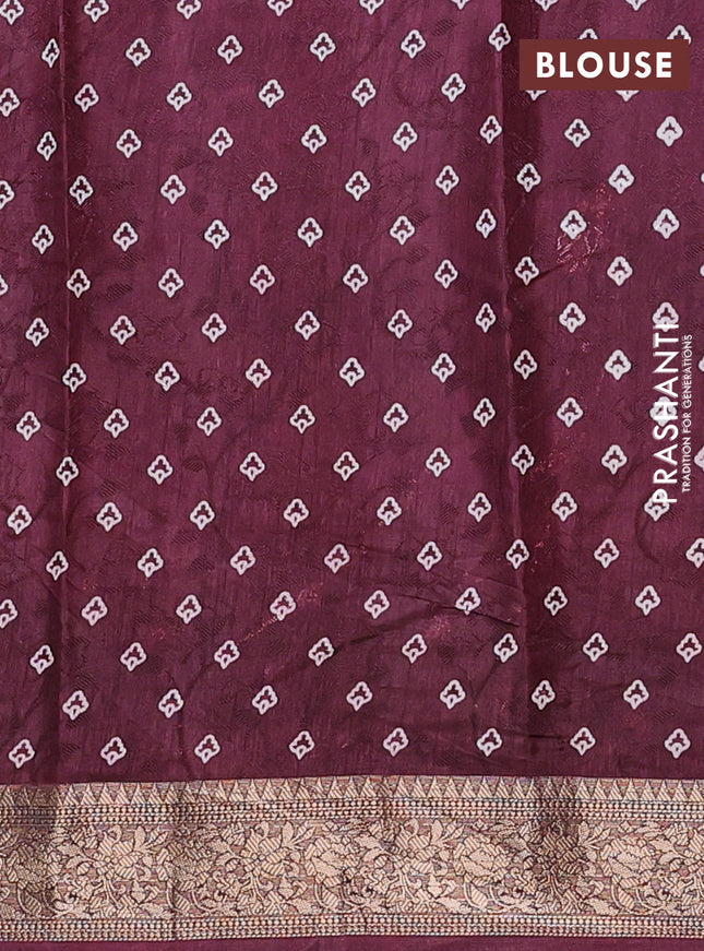 Semi dola saree deep maroon with floral prints & self emboss and zari woven border