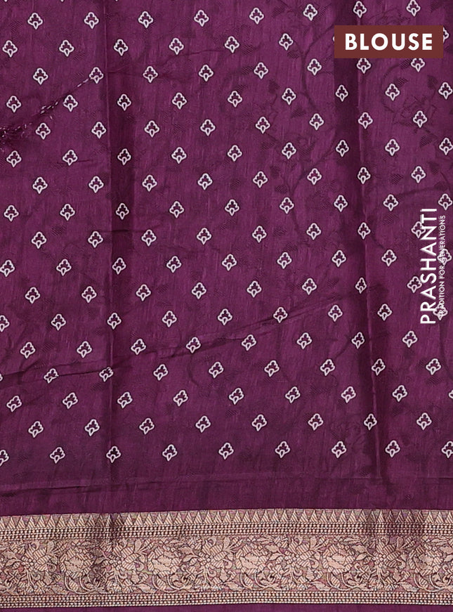 Semi dola saree wine shade with floral prints & self emboss and zari woven border