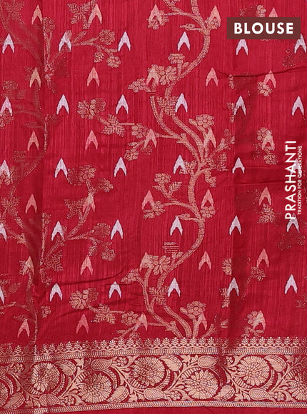 Semi dola saree maroon with floral prints & zari weaves and zari woven border