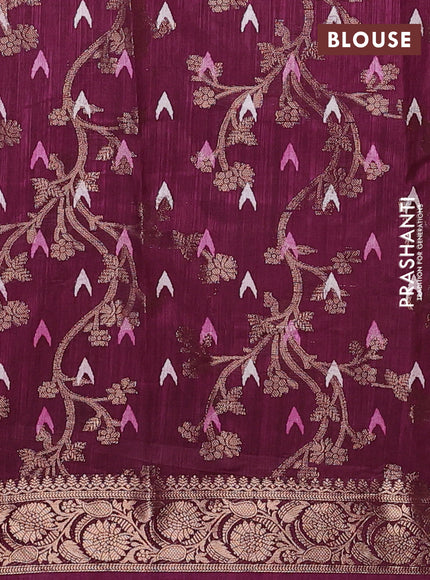 Semi dola saree wine shade with floral prints & zari weaves and zari woven border