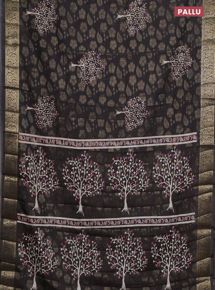 Semi dola saree elephant grey with butta prints & zari weaves and zari woven border