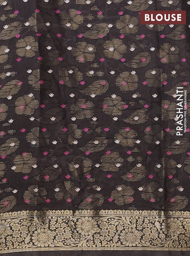 Semi dola saree elephant grey with butta prints & zari weaves and zari woven border