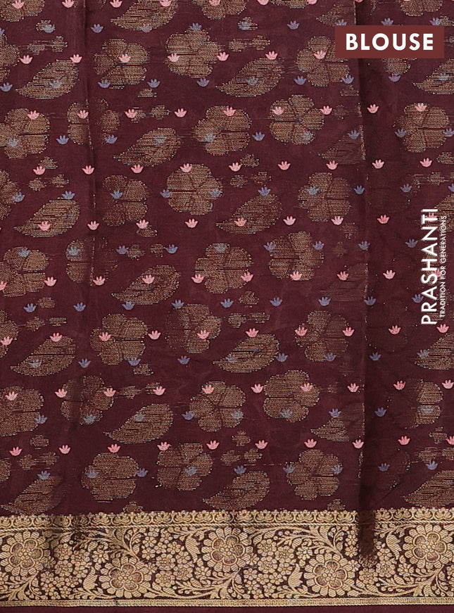 Semi dola saree deep maroon with butta prints & zari weaves and zari woven border