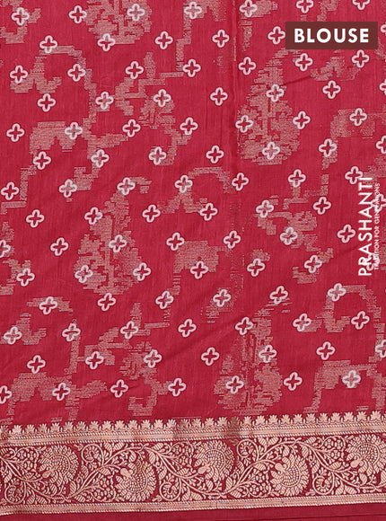 Semi dola saree maroon with floral prints & zari weaves and zari woven border