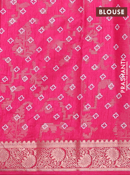 Semi dola saree pink with floral prints & zari weaves and zari woven border