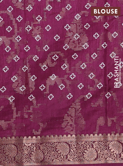 Semi dola saree wine shade with floral prints & zari weaves and zari woven border