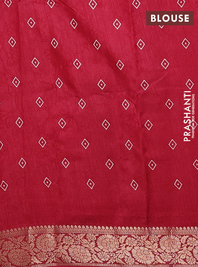 Semi dola saree maroon with floral prints & self emboss and zari woven border