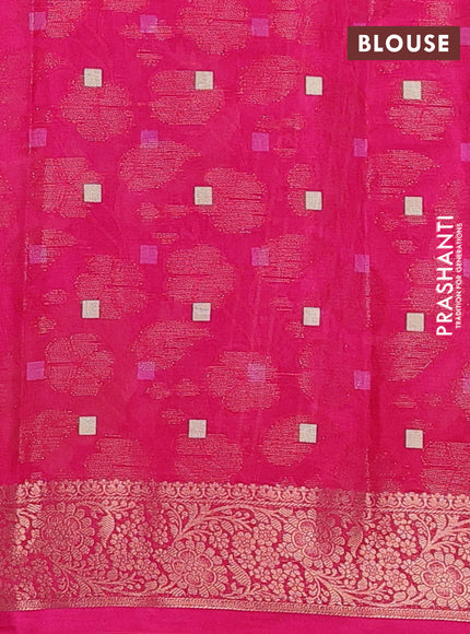 Semi dola saree pink with floral prints & zari weaves and zari woven border