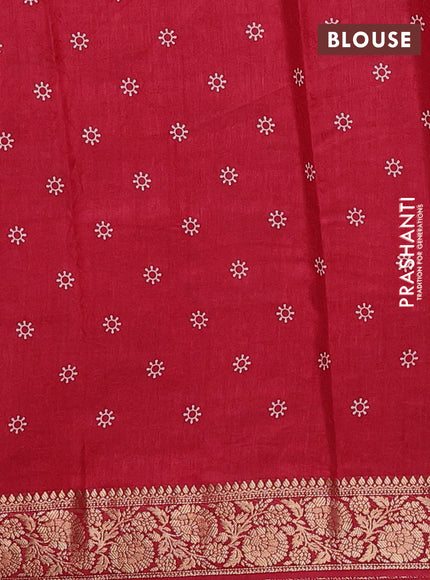 Semi dola saree maroon with floral prints & self emboss and zari woven border