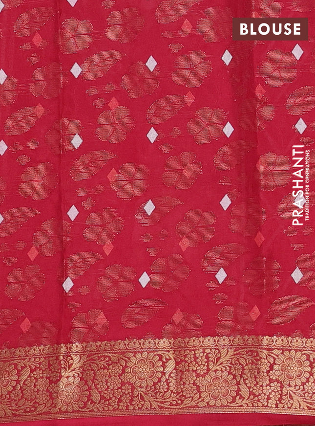 Semi dola saree maroon with floral prints & zari weaves and zari woven border