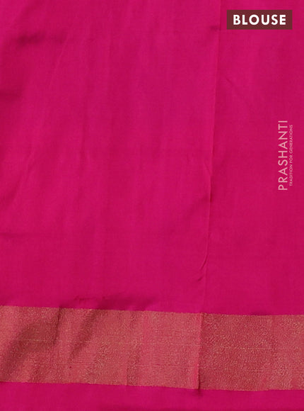 Pochampally silk saree blue shade and pink with allover ikat weaves and zari woven ikat border