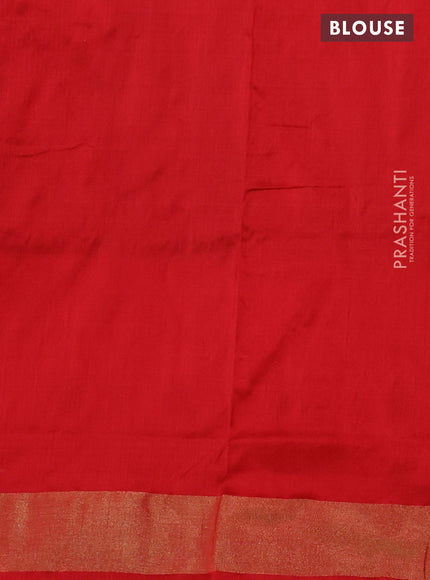 Pochampally silk saree blue and red with allover ikat butta weaves and ikat woven zari border