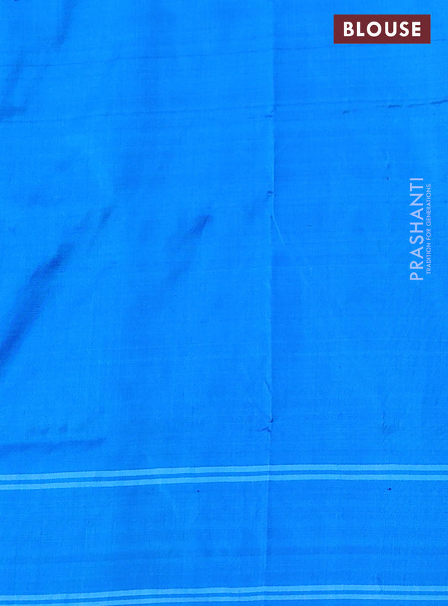 Pochampally silk saree cs blue with allover ikat butta weaves and ikat woven border