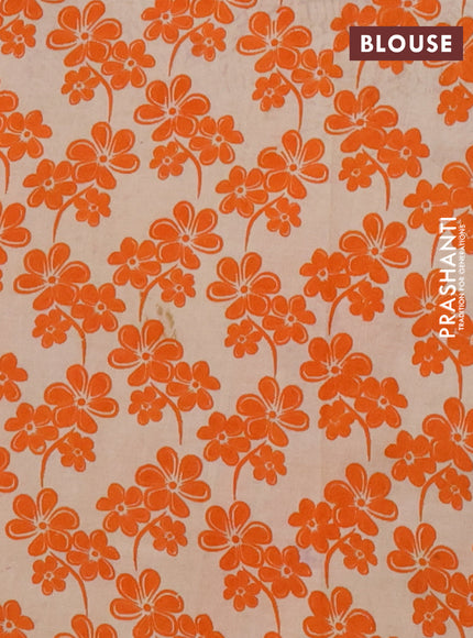 Kalamkari cotton saree orange and beige with allover prints and printed border