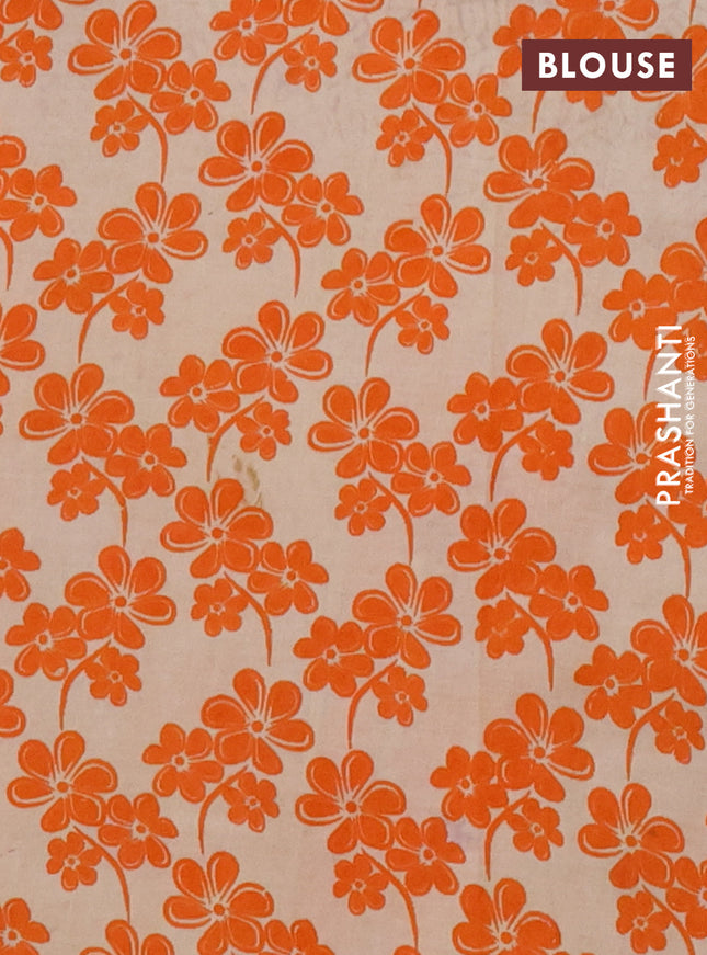 Kalamkari cotton saree orange and beige with allover prints and printed border