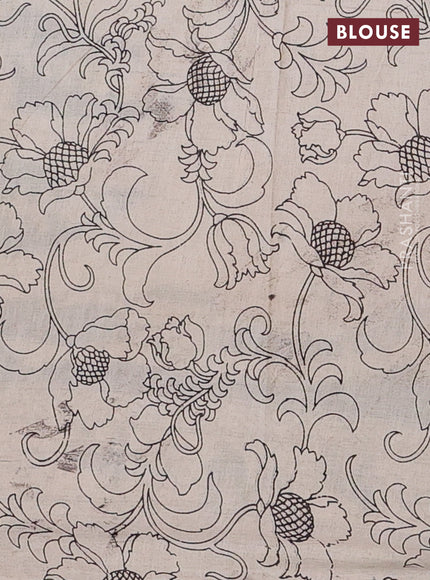 Kalamkari cotton saree beige and black with allover zig zag prints and printed border