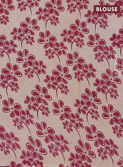 Kalamkari cotton saree beige and orange with allover prints and printed border