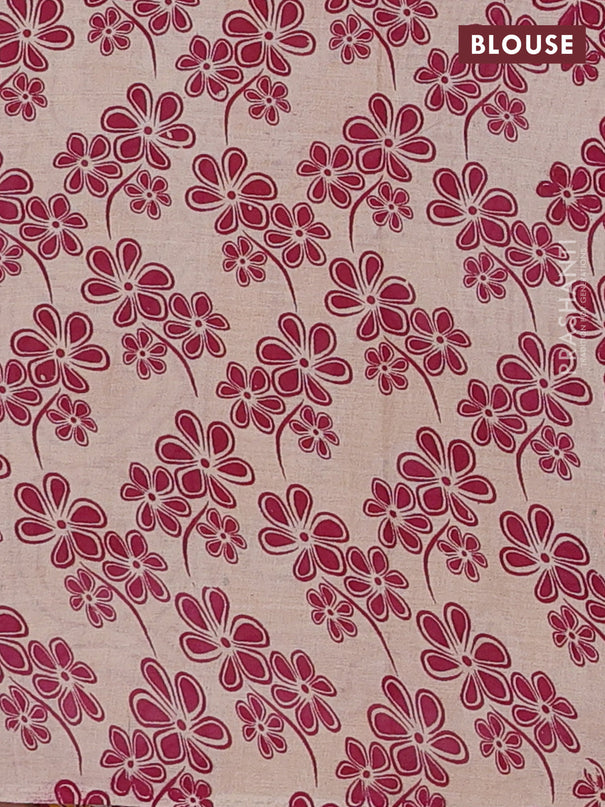 Kalamkari cotton saree beige and orange with allover prints and printed border