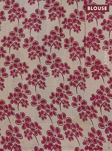 Kalamkari cotton saree beige and maroon with allover prints and printed border