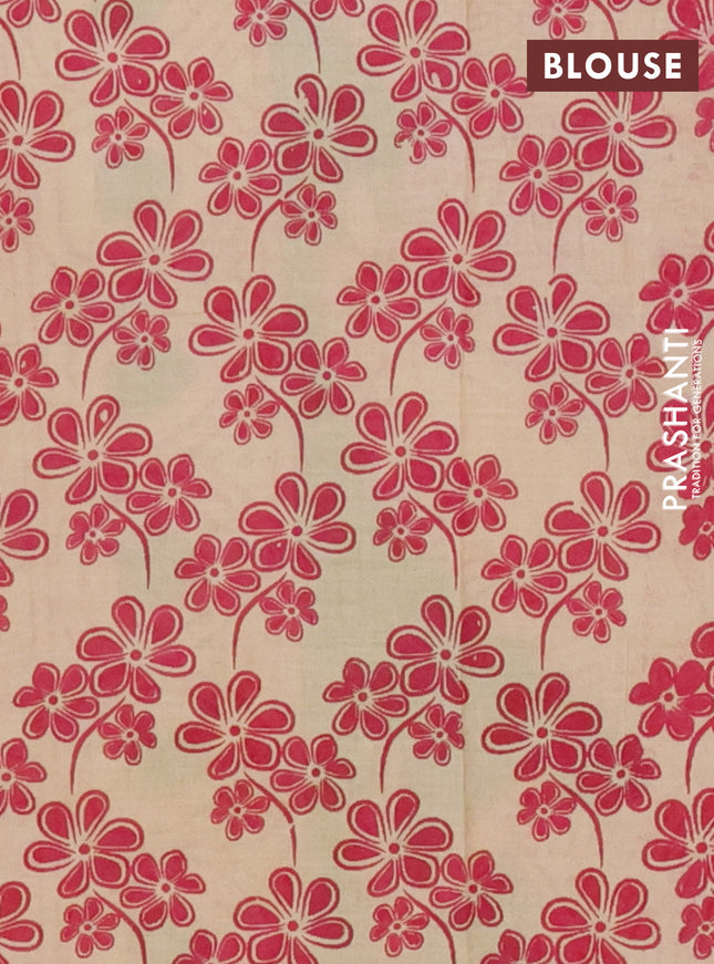 Kalamkari cotton saree beige and green with allover prints and printed border