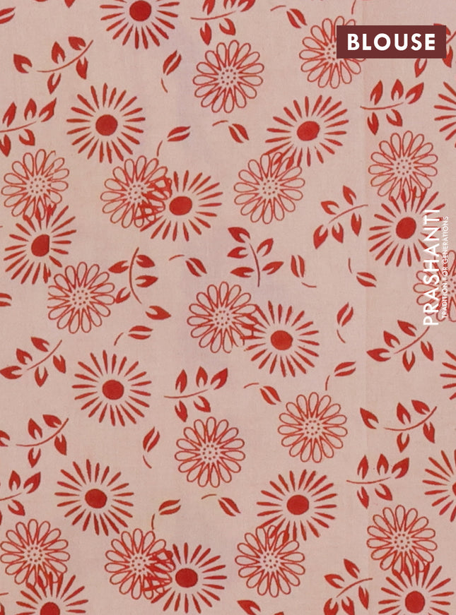 Kalamkari cotton saree red and black with allover prints and printed border